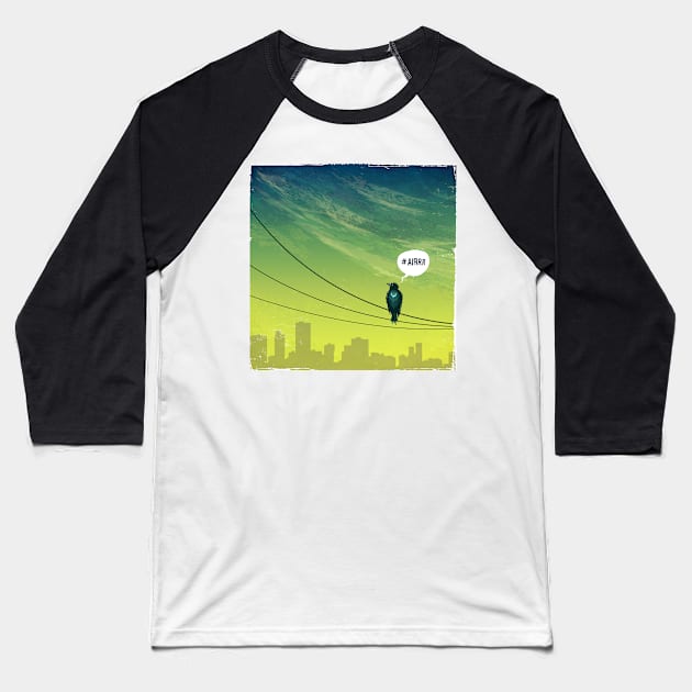 Bird on Wire Baseball T-Shirt by Vecster